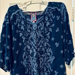 Johnny Was tunic top in blue - size L